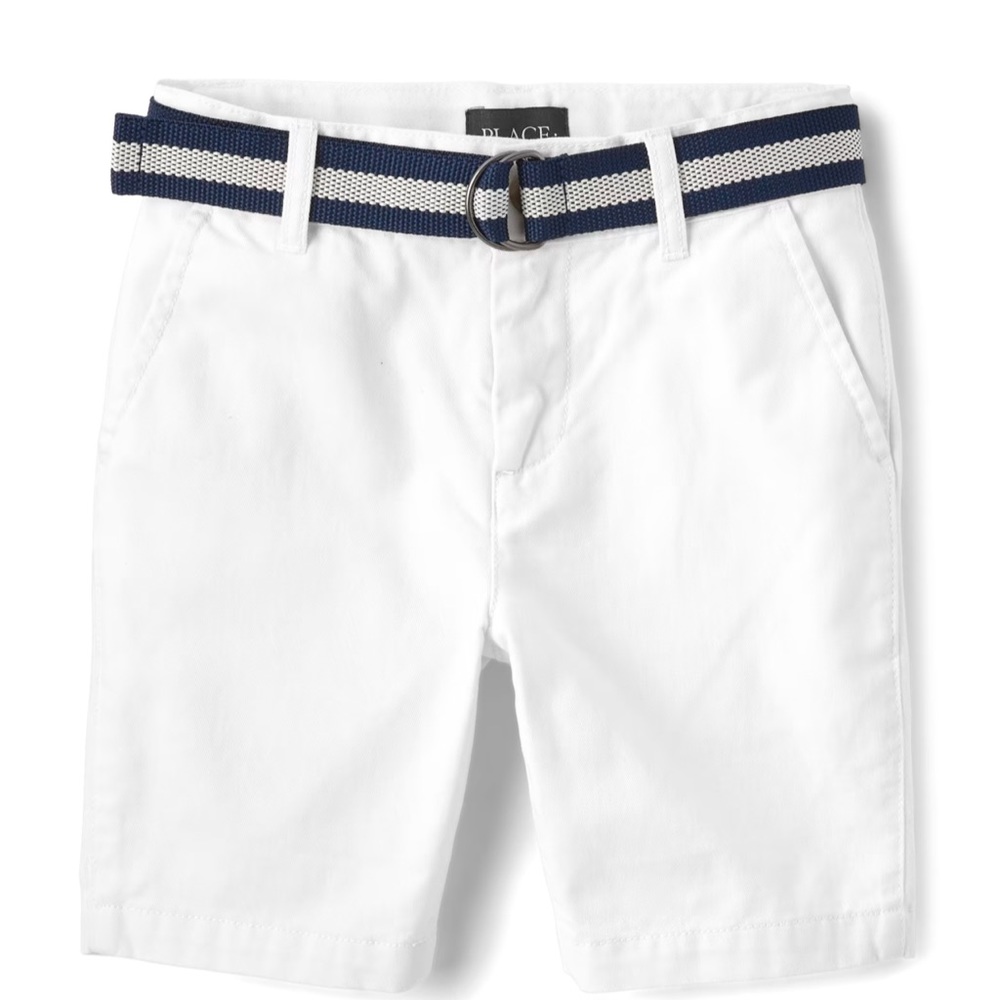 Boys white chino shorts. BELT NOT INCLUDED